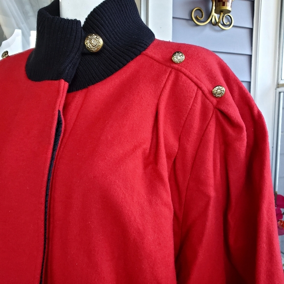 Vintage Gold Lion Button Details Pleated Wool Blend Lined Coat By Herman Kay - Picture 3 of 14